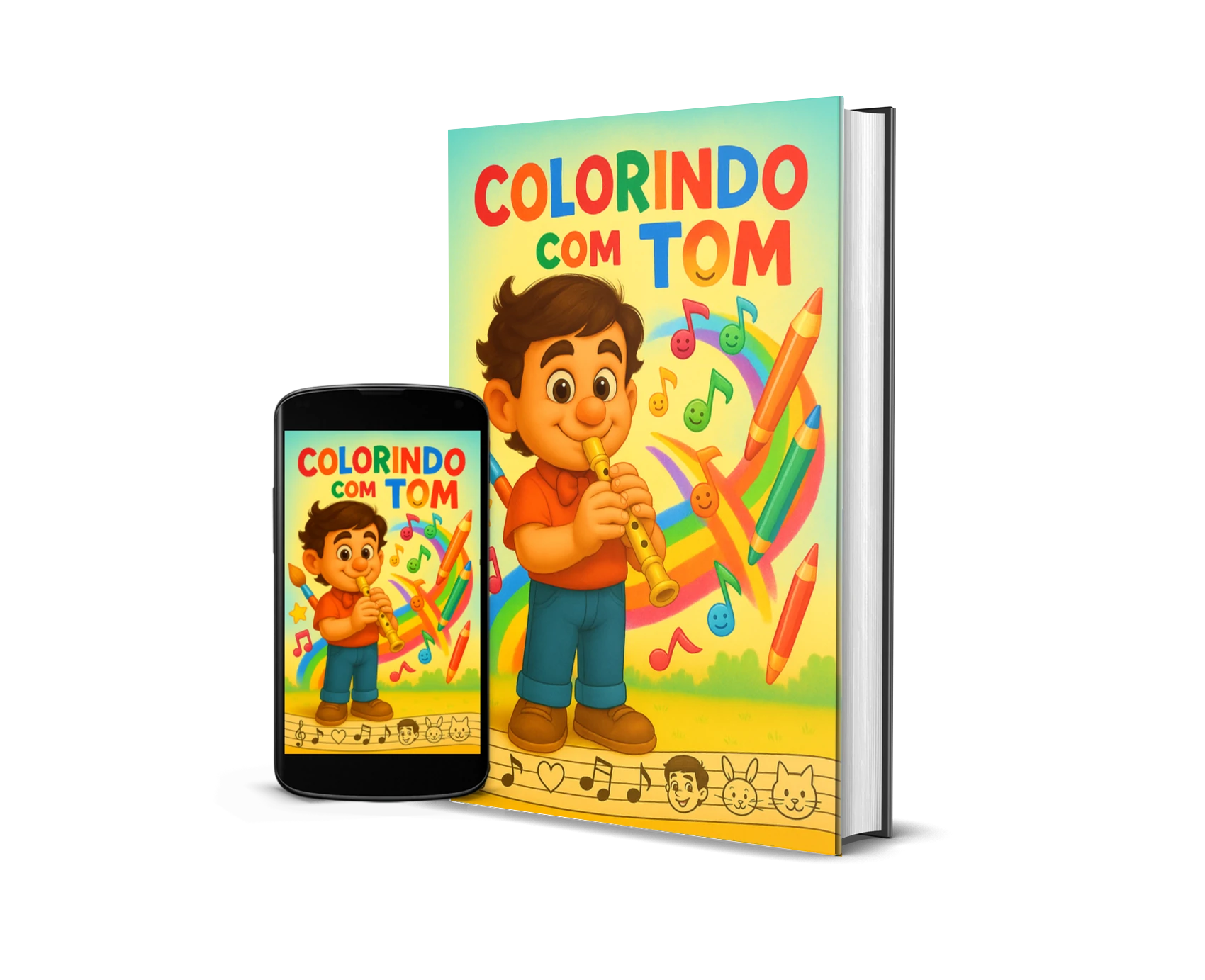 Capa do livro infantil Colorindo com Tom, música e criatividade
