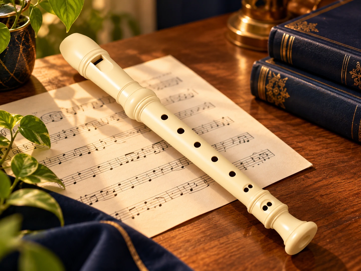 Flauta doce e partitura para dar os primeiros passos